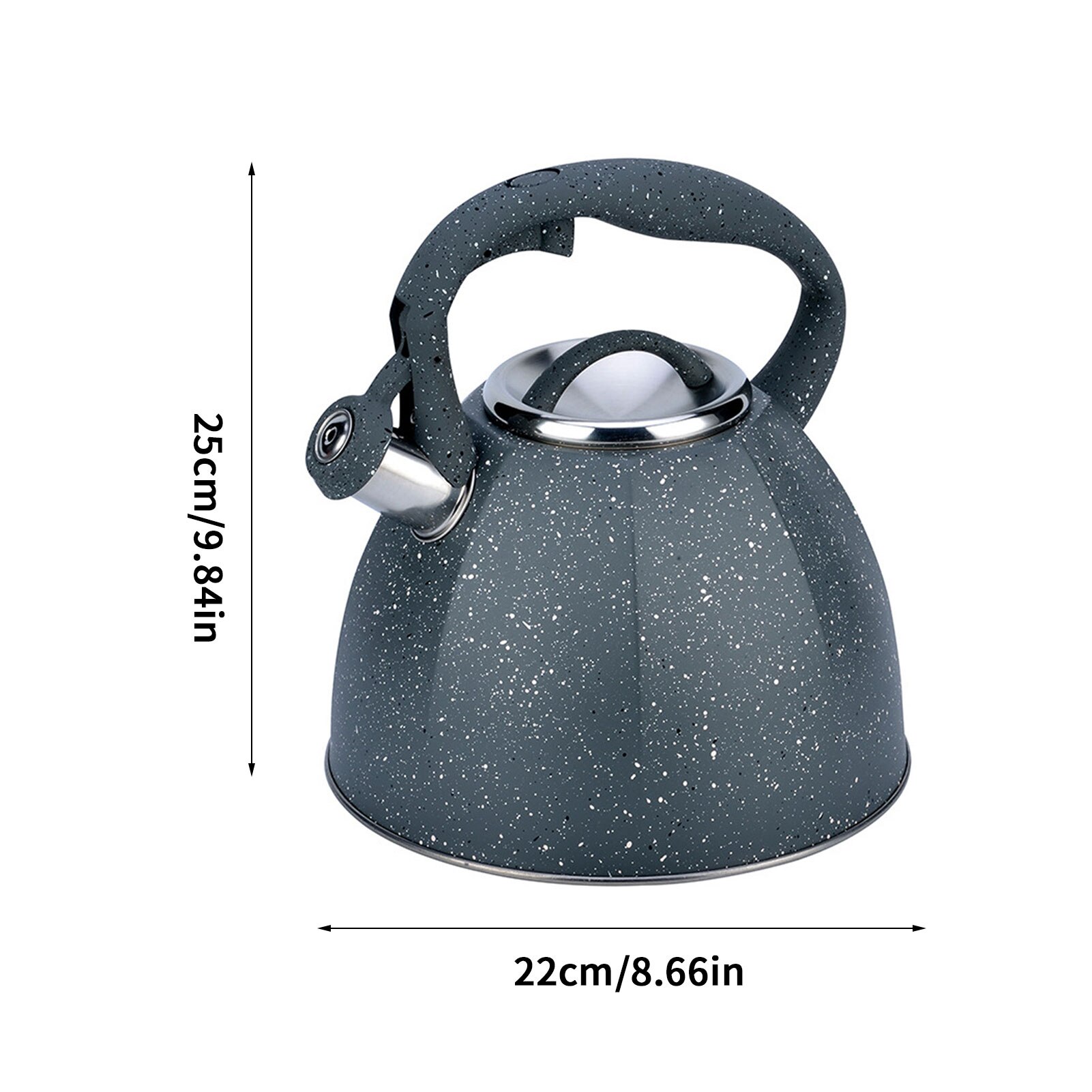 Bouilloire à thé en acier inoxydable, théière universelle en forme de citrouille noire, avec poignée résistante à la chaleur, pour toutes les cuisinières, 3,5 l: 3.7L Dark Grey