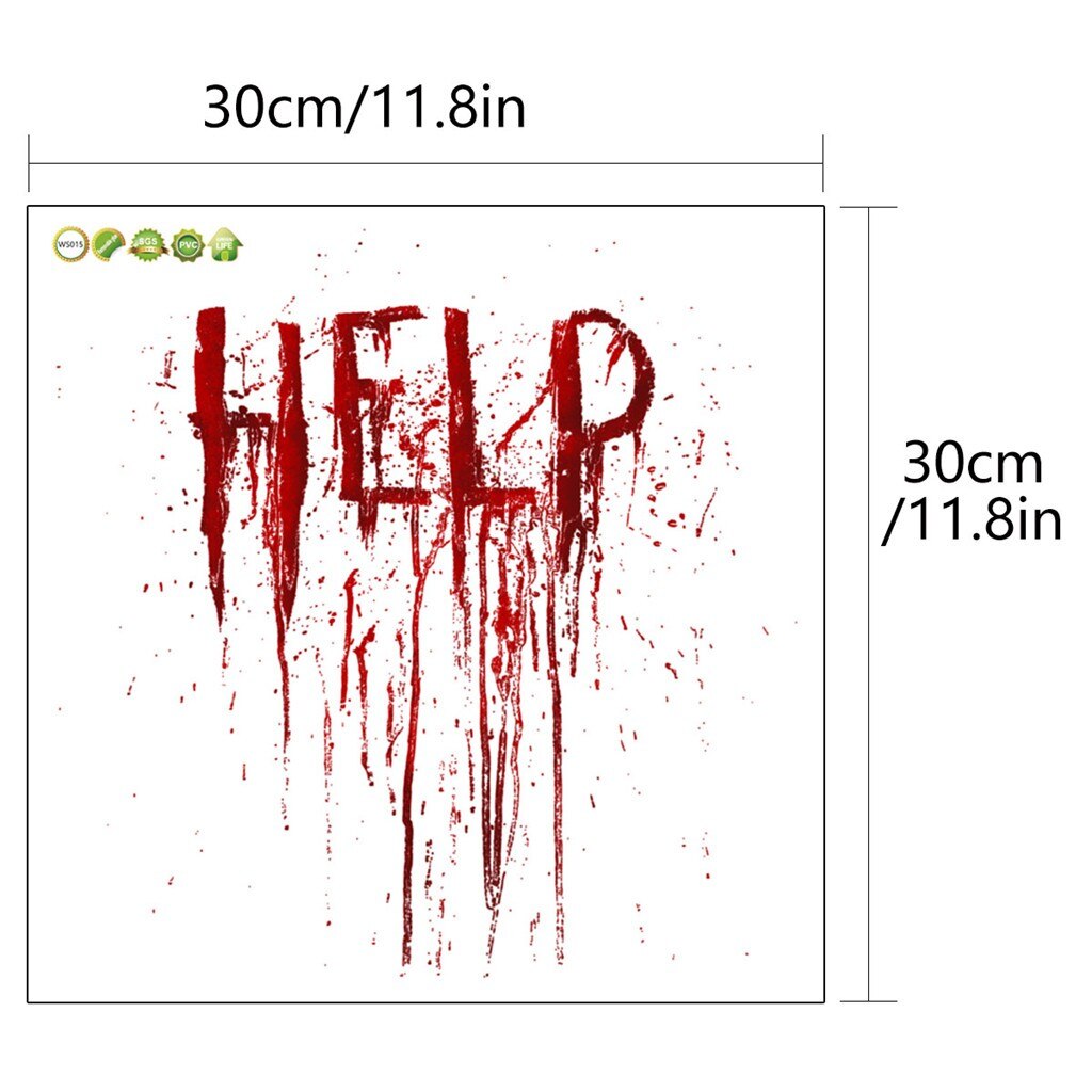 3D Helpen Horrible Halloween Decoratie Bloody Muurstickers Brief Blooding Handafdruk Behang Glas Window Halloween Decor
