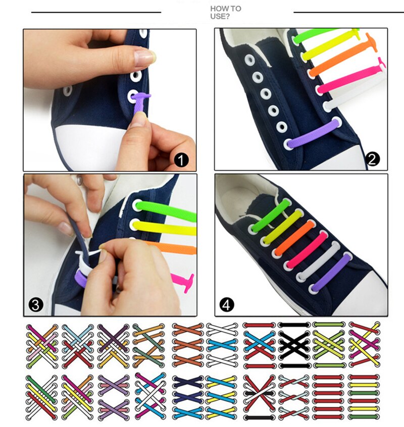 16 teile/satz Elastische Silikon Schnürsenkel Kreative Faul Silikon Laufende Keine Krawatte Gummi Spitze Schuhe Zubehör für mann frauen unisex