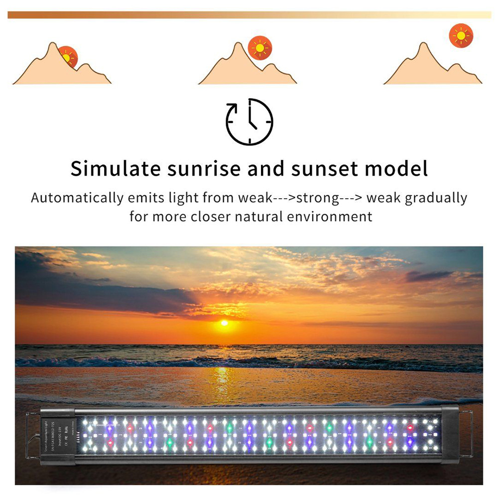 aquarium light led decoration with Aluminum Alloy Shell Extendable Brackets External Controller for Freshwater fish tank light