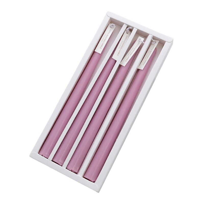 4pcs Elegent Taper Candles 9.8inch Tall Burning Smokeless Dinner Candles Wedding 37MF: 4