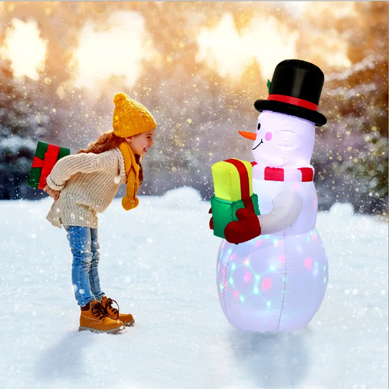 1,5 m aufblasbarer Weihnachts-Schneemann, luftgeblasenes Dekor mit LED-Licht, Weihnachten, für Höhle Außenbereich, Hof, Garten, Tür, Ornamente, Party-Requisiten