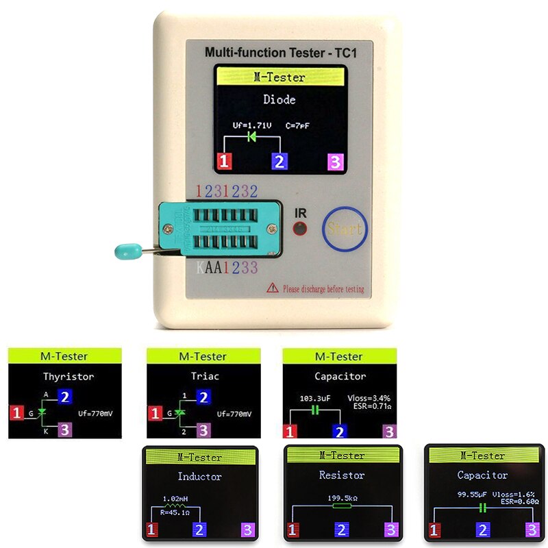 Tester 3.5 tommer farverigt display multifunktionelt tft baggrundsbelysning transistor tester 3.5 tommer skærm multifunktionelt transistortester
