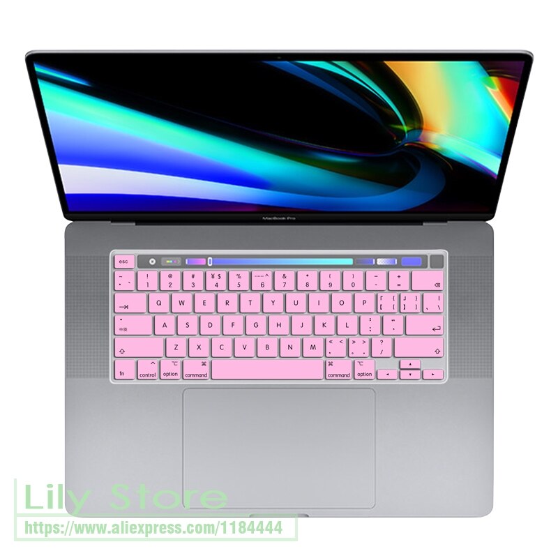 For MacBook Pro 16 inch Keyboard Cover A2141 with Touch Bar KeyBoard cover Skin Protector for Apple Mac 16'' A 2141: Pink