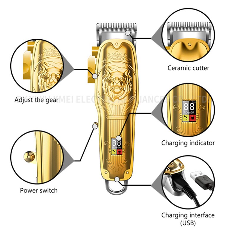 adjustable LCD hair trimmer rechargeable cordless hair clipper finishing blending electric hair cutting taper lever