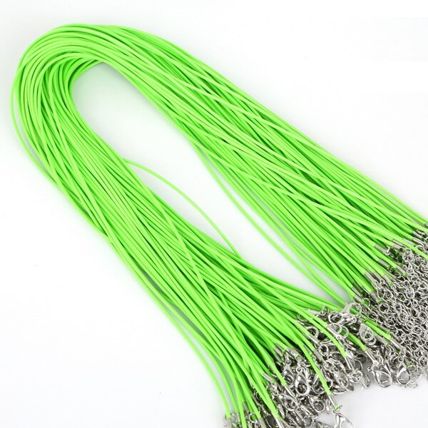 10 stücke Montage 1,5mm Leder String Schnur 45 + 5cm Ketten Karabinerverschluss Einstellbar Armband Charms Anhänger Für DIY Schmuck Erkenntnisse: Grass Green