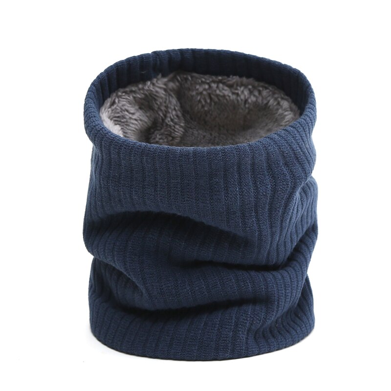 Strik kvinder ring hals tørklæde vinter varm tyk pels bandana bomuld cykel tørklæder unisex mænd cashmere krave wraps: Wb3-2 blå