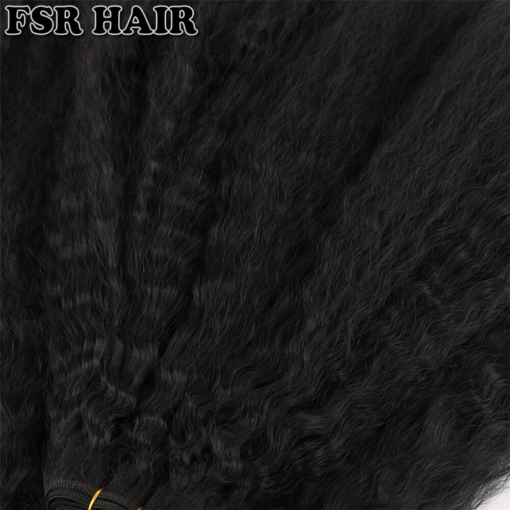FSR 2 piezas pelo recto rizado tejido de alta temperatura paquetes de pelo rizado sintético para mujeres negras africanas
