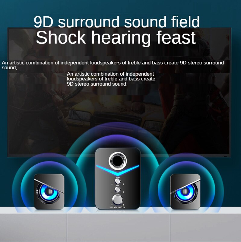 Bluetooth Speaker Box Desktop Laptop Wireless Computer Speakers Subwoofer Music USB Wired 3D Stereo Sound Surround Loudspeaker