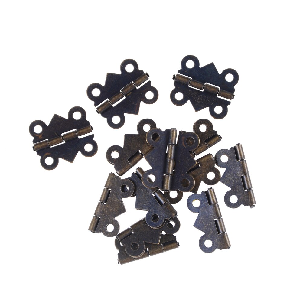 12 stk mini sommerfugl stil hængsler til dukkehuse smykkeskrin -brons m / skrue 20 x 17mm