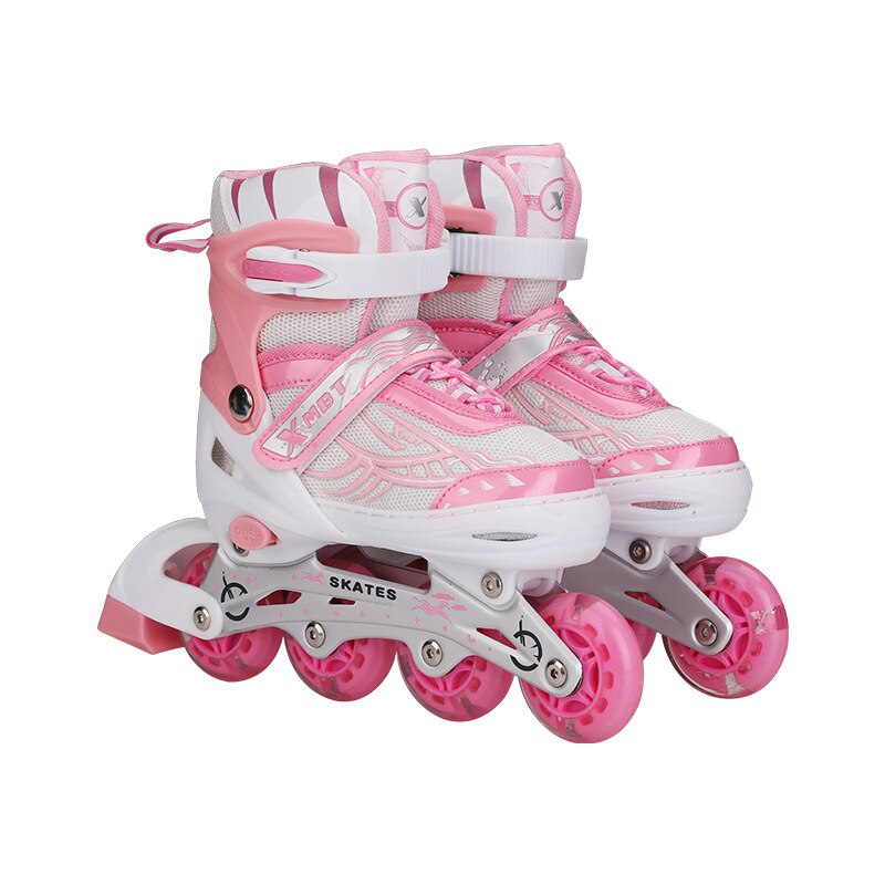 Kinderen Inline Skates Rolschaatsen Rollen Outdoor Beginner 4 Wielen Abec-5 Met Staart Brake Jongens Meisjes Unisex Wielen Schoenen: pink full flash / l size 38-41
