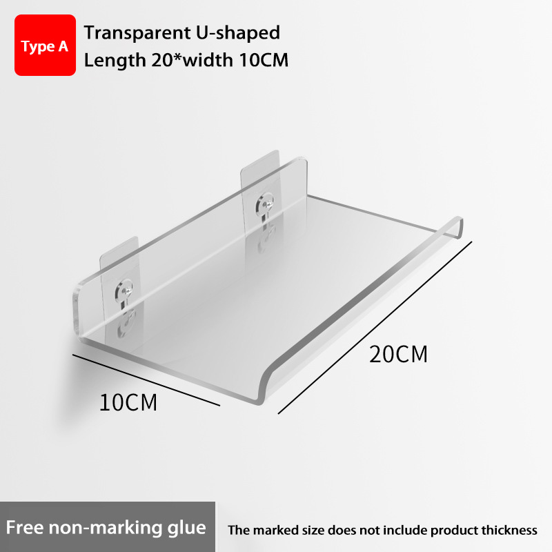 Wall-mounted Acrylic Storage Rack Removable Bathroom Shower Organizer Kitchen & Wardrobe Accessories Self-Adhesive Storage Shelf