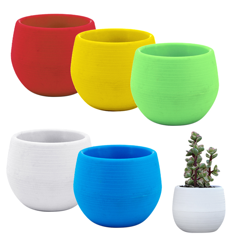 Eco-friendly Colourful Mini Round Plastic Plant Flower Pot Garden Home Office Decor Planter 7cm