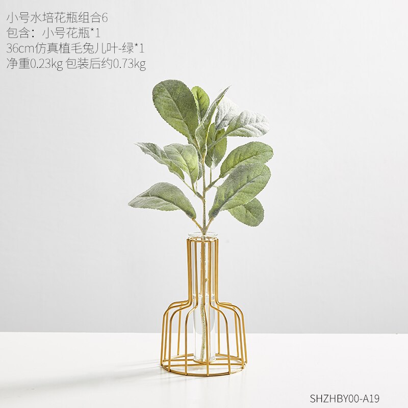 Transparante hydrocultuur glazen vaas decoratie thuis scandinavische gouden vaas vazen voor bloemen klein terrarium woonkamer decoratie: P