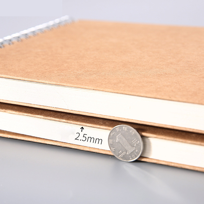 A3/A4/8K/A5/16K Khaki Sketchbook Spiral Notebook Inner Blank 160GSM Kraft Paper Cover School Supplies Pencil drawing notepad
