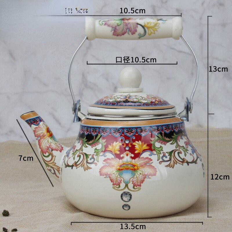 Enamel Tea Kettle Kung Fu Tea Kettle Household Large Single Pot Heat-resistant Tea Set Kettle Enamel Tea Pot: B--2L