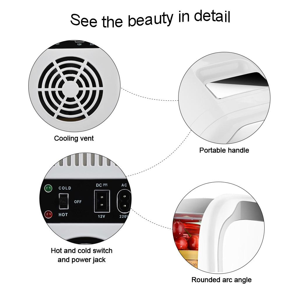 12V Mini Fridge Electric Cooler 6L Liter Dual Use Cold Box Mini Small Refrigerator For Car And Family Outdoor Travel