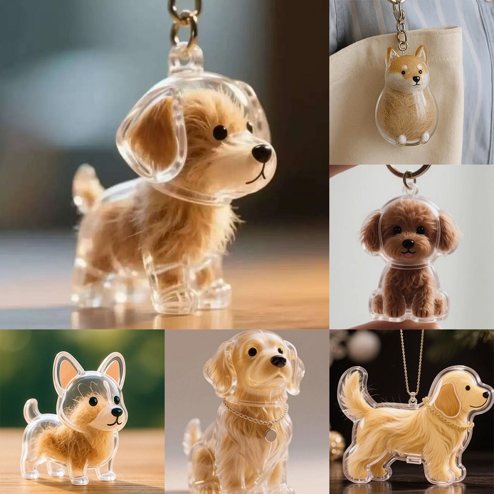 Caja de almacenamiento de pelo de perro, cápsula de recuerdo conmemorativo de pelo de cachorro, contenedor de piel de perro para mascota, llavero de cápsula transparente, recuerdos