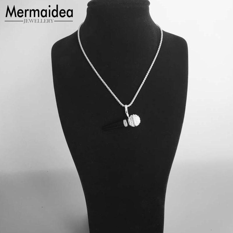 Mikrofon Anhänger Schmuck 925 Sterling Silber modisch Musik Für Frauen Mädchen passen Halskette Neue