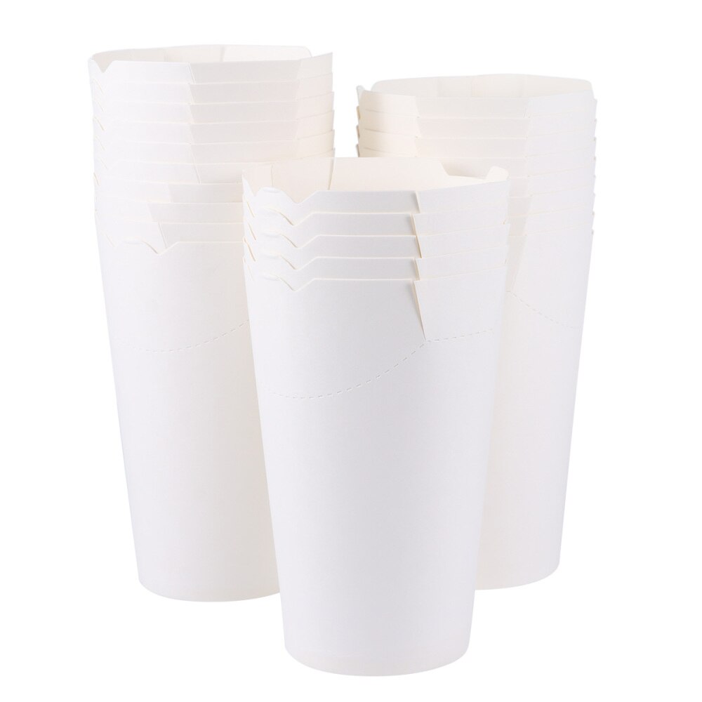 50 Stuks Wegwerp Kraftpapier Afdichting Cups Ijs Container Ei Rookwolken Cup Voor Frieten Popcorn Kip (Bruin)