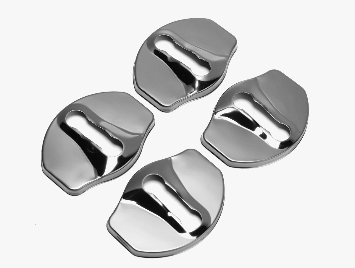 LUCKEASY Door door lock stainless steel protective cover for Tesla Model 3 Imitation carbon fiber / black 4pcs / set: M3-GA06LBLACK