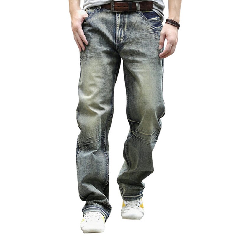 Jean style rétro pour homme, pantalon en Denim, coupe ample, coupe droite, en coton, style Hip Hop, Streetwear, Skateboard, Baggy, grande taille 44