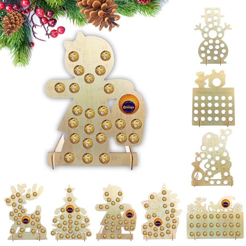 Decorazioni natalizie decorazioni artigianato in legno festa di natale portapacchi per cioccolato conto alla rovescia calendario pendolo