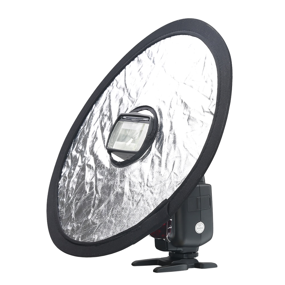 2in1 30 Cm Goud Zilver Draagbare Vouwen Reflector Dslr Camera Accessoires Flash Diffuser Softbox Fotografie Reflector Met Gat