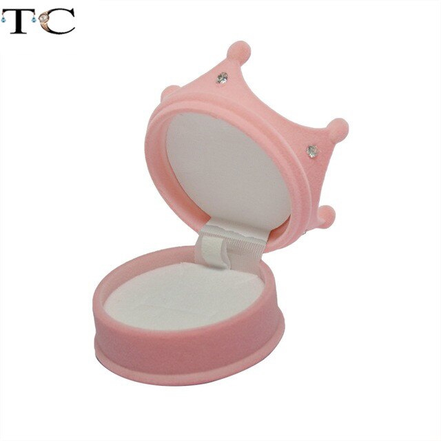 Kreative Samt Schmuck Kasten Mini Container Ring Kasten Ohrringe Ringe Lagerung Kasten Kleine Zubehör Anzeige Kasten: Krone Rosa