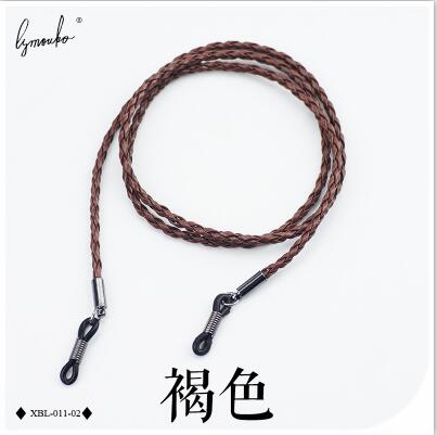 Antislip Dikke Ketting Met Twisted Beschermen Met Zonnebril Lanyards Man-Made Lederen Siliconen Gesp Voor Sport Bril band: Bruin