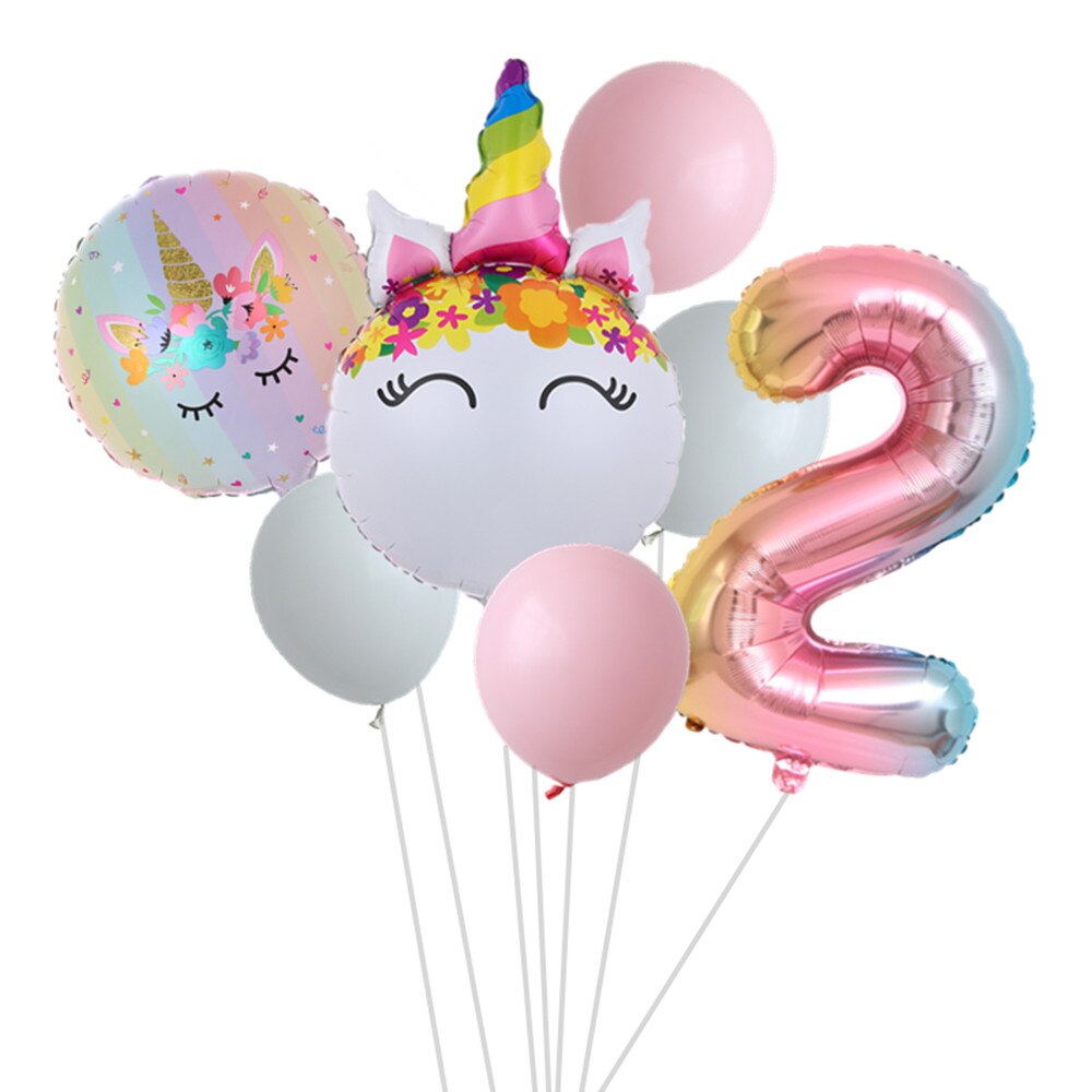 Enhjørning ballon til fødselsdagsdekorationer børn enhjørning fest tema bryllupsballoner legetøj fødselsdag dekoration nummer ballon: Enhjørning 2