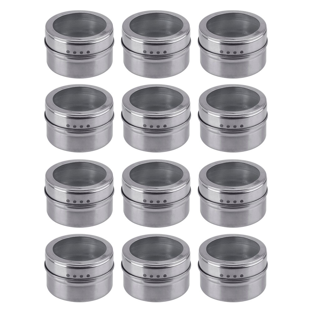 HILIFE With Stickers Magnetic Spice Jar Set Spice Tins Spice Storage Container Pepper Seasoning Sprays Tools Stainless Steel