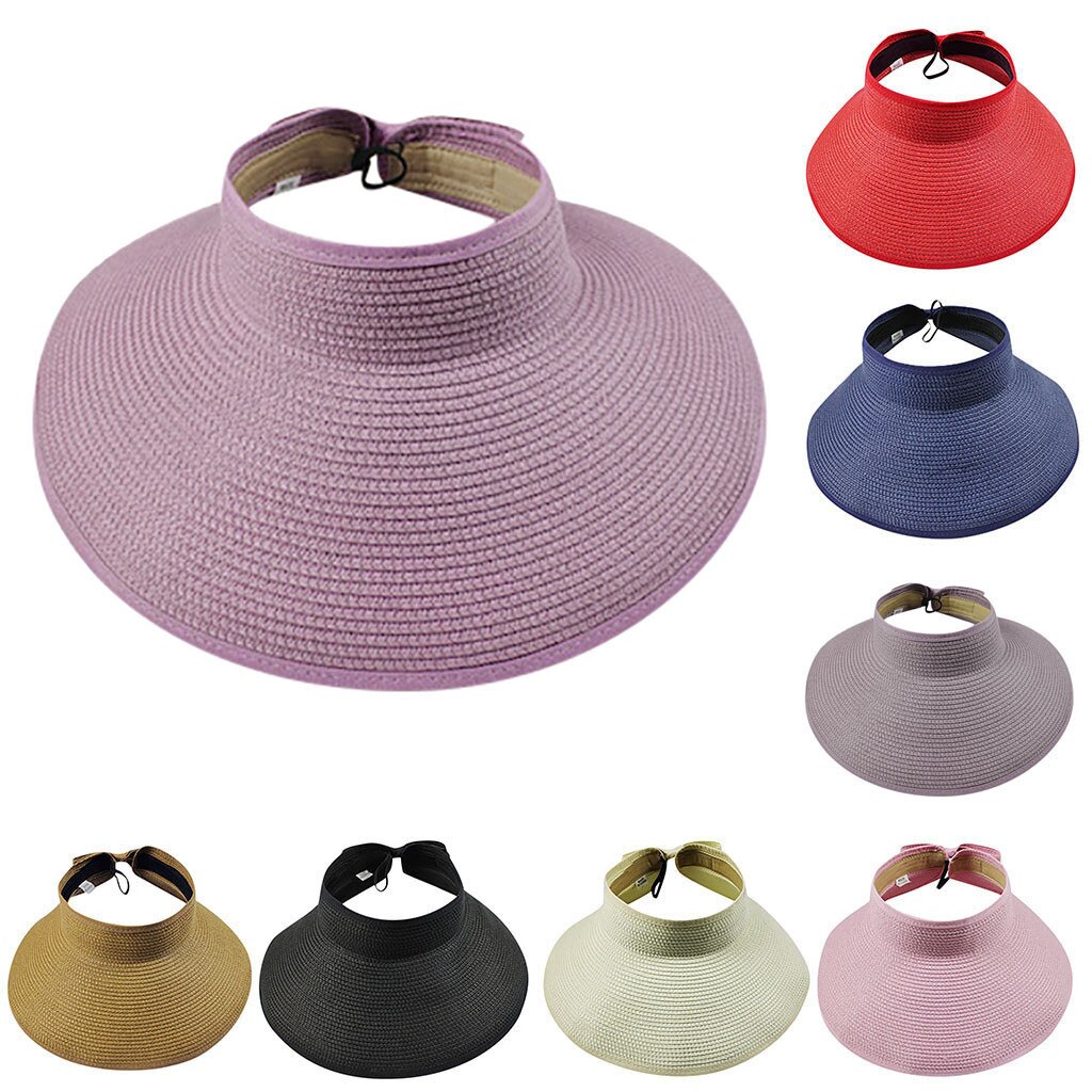 Kvinders hat sommer kvinder foldbare halm sol hatte til kvinder visir søde bowtie strand hat visir hat visera fisker hat gorra  #l20