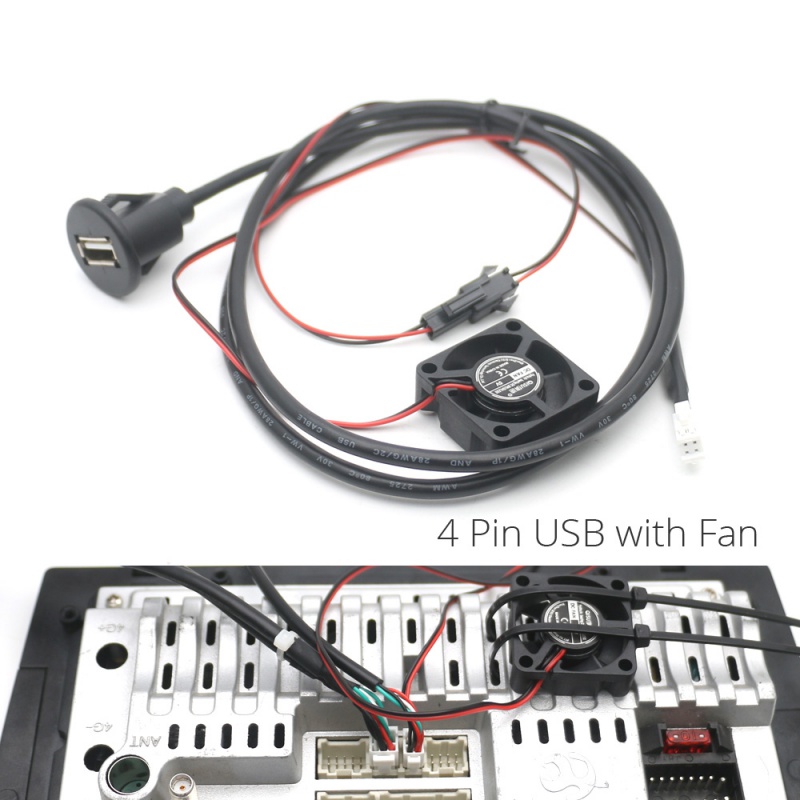 Adaptateur de câble de panneau de montage de tableau de bord USB, ventilateur de refroidissement pour Android, limitation de l'unité principale, autoradio CD, audio stéréo, 4 broches, 6 broches