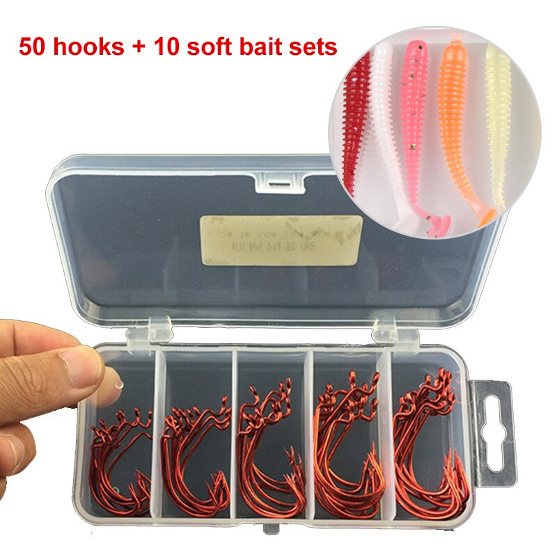 50pcs/100pcs sea hooks Fishing box offset hook 2#-3/0# carp snap fishing big hooks tackles accessories fishhook