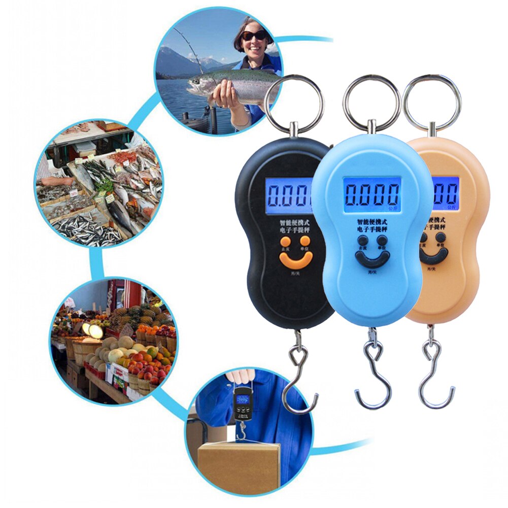 Mini báscula Digital de 50Kg para equipaje de pesca, peso de viaje, gancho colgante electrónico de cocina, báscula colgante de KG/LBS/JIN/OZ