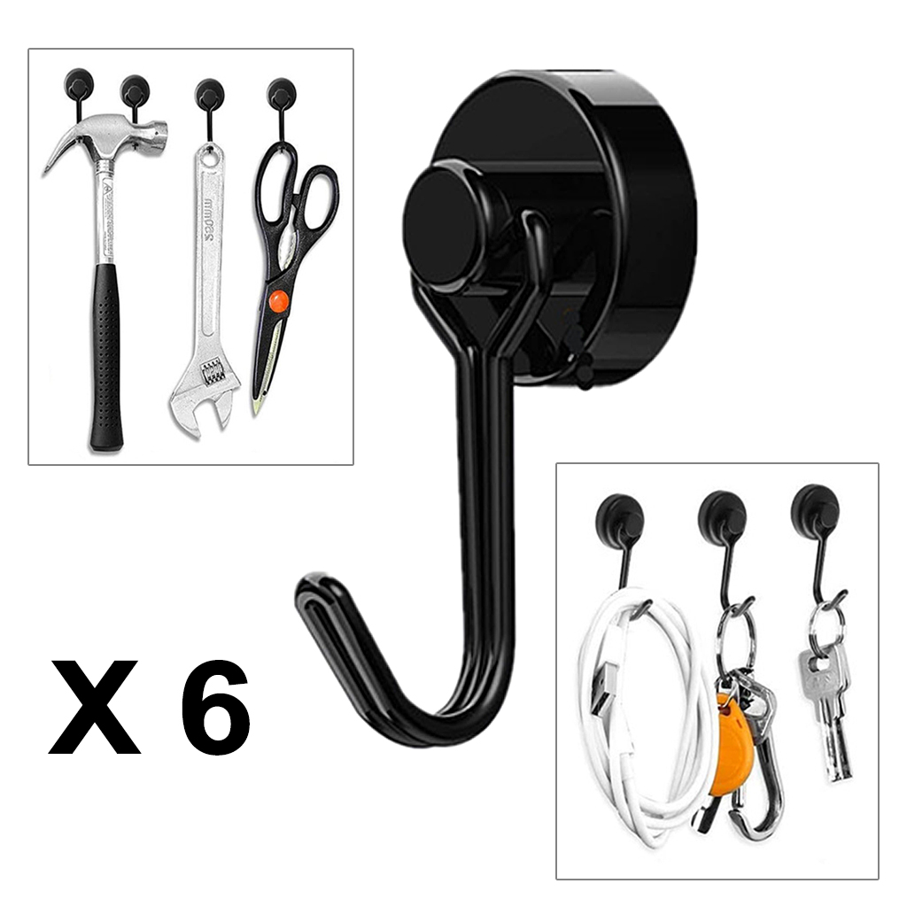 6 Stuks Sterke Magnetische Haken Zware Muur Haken Hanger Sleutel Jas Cup Opknoping Hanger Voor Thuis Keuken Opslag Organisatie