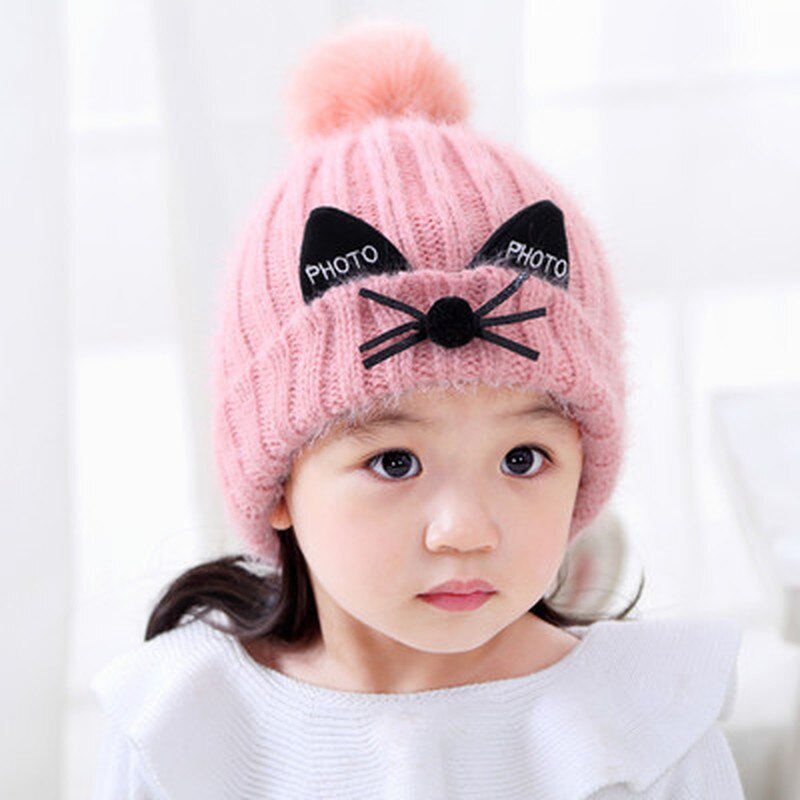 Children's Hat Autumn Winter Warm Thick Kids Hat 2-7 Year Old Children Hat with Velvet Knitting Wool Hat for Girls Boys