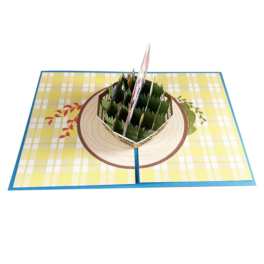Foldable 3D Easter Greeting Card Pop-Up Paper Card Animal Egg Flowers Basket Blessing Thank Giftcard Decoration For Kid 1pc