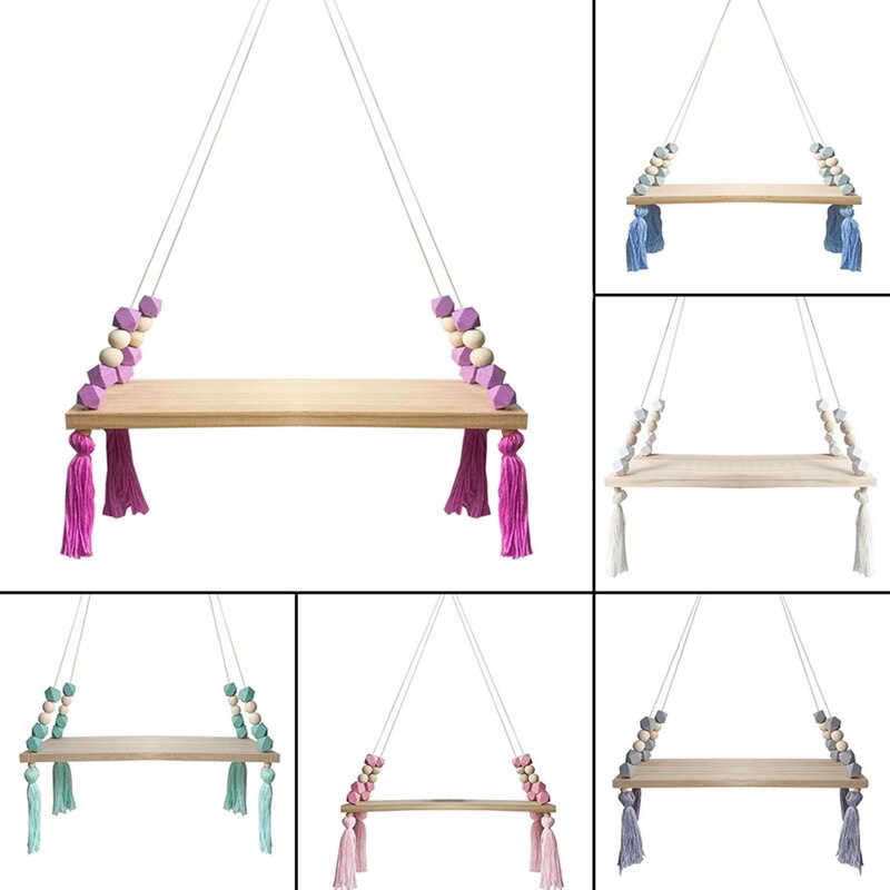 Loozykit barnesoverom arrangør for leker trehyller diy treperler vegghylle lagring arrangørhyller hjemmepynt