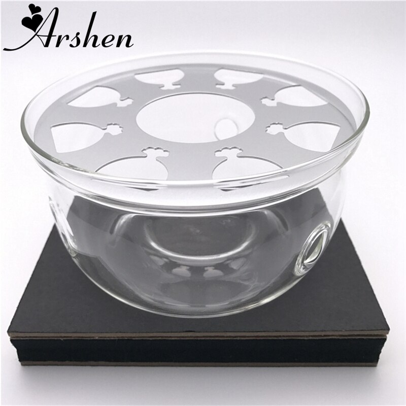 Arshen base de vidro para bule, base de vidro resistente a calor para família aquecedor de velas com perfume de água e café, base de metal para aquecimento de velas, almofada de condução de calor