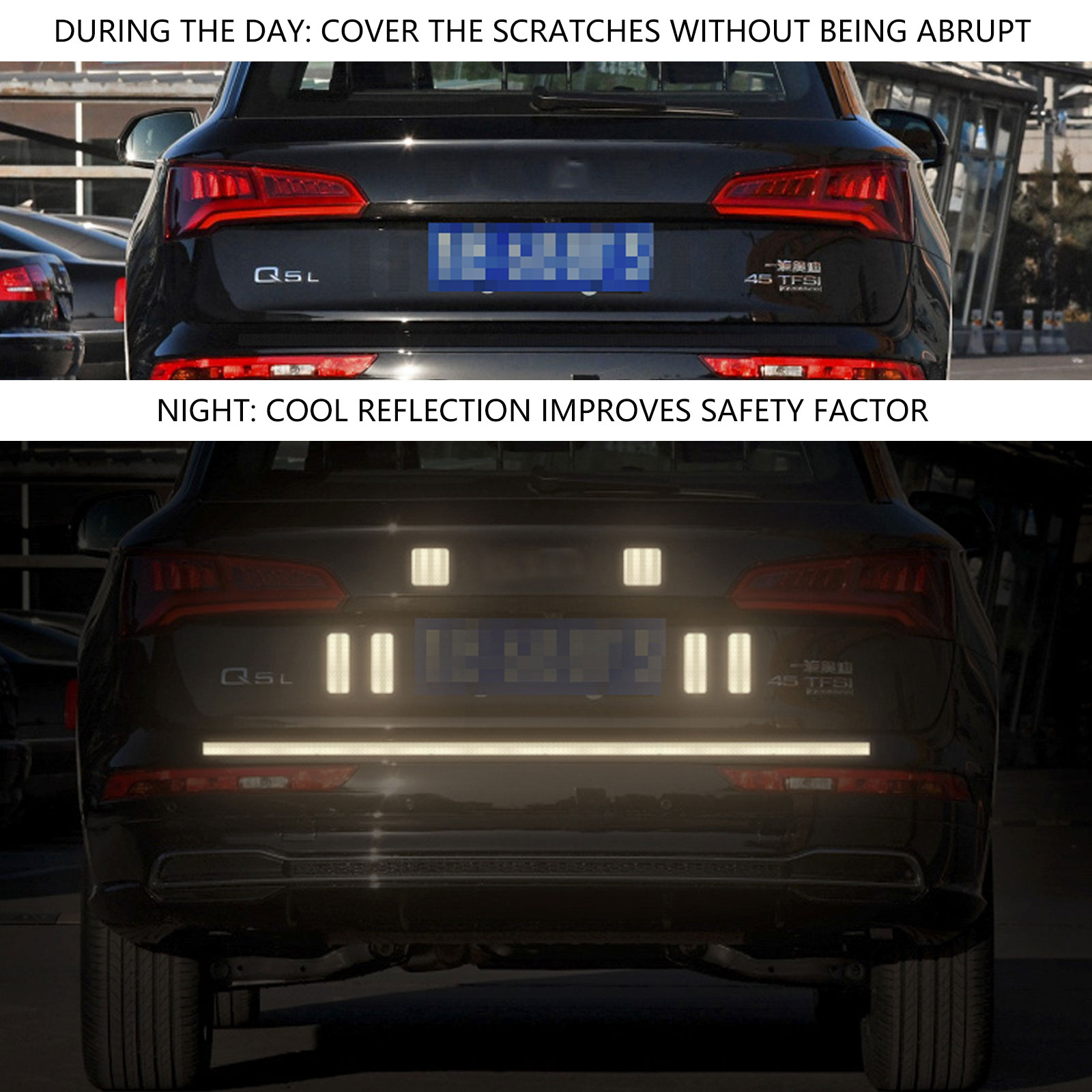 Zwarte reflecterende strips sticker zelfklevende veiligheidsmarkering waarschuwingstape fiets auto motorfiets auto styling anti kras stickers