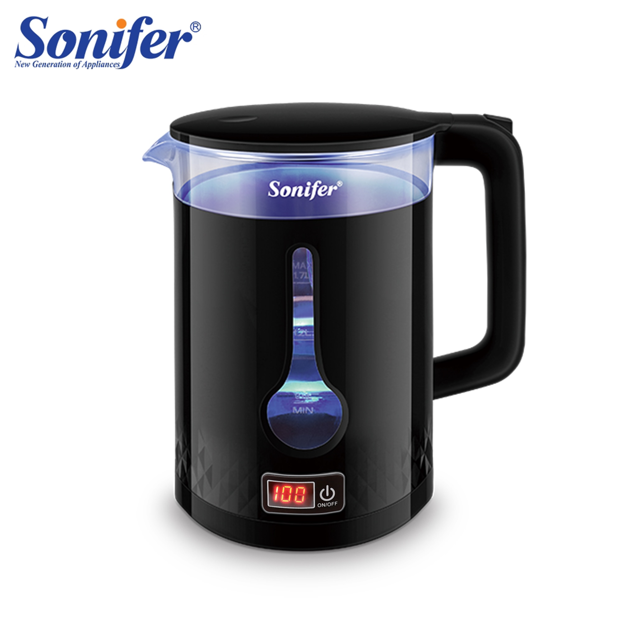 1.7l chaleira elétrica de vidro com controle de temperatura aparelhos de cozinha manter quente função elétrica ebulição bule chá 220v sonifer