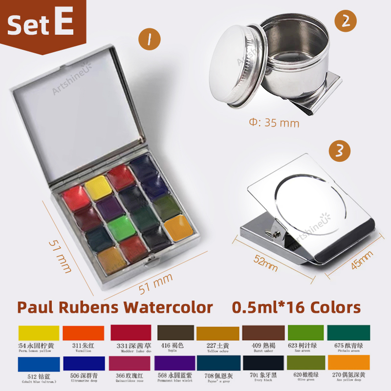 Przenośny podróżny zestaw farb akwarelowych mini 10/12/16 siatki puste pudełko dozownik pigmentu paleta zacisk magnetyczny czajnik dla artystów: żółty