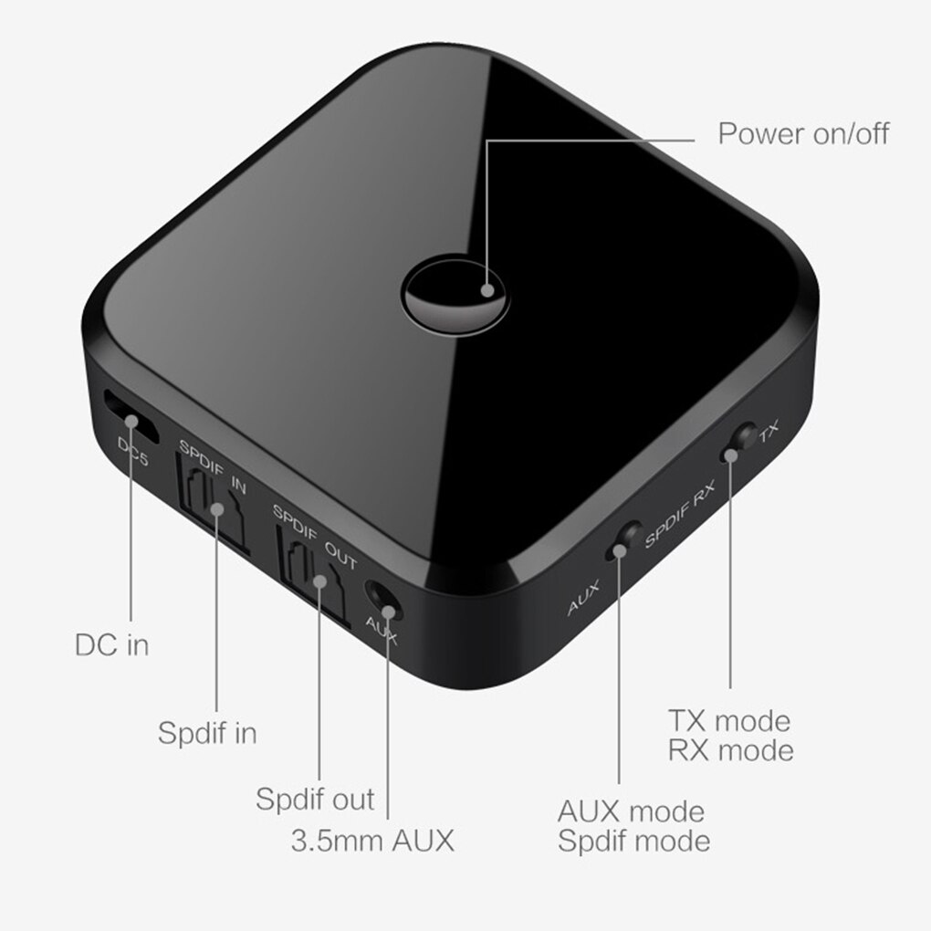 Bluetooth 5.0 HD Audio Transmitter Receiver Supports 3.5mm AUX SPDIF Digital TV Wireless Adapter