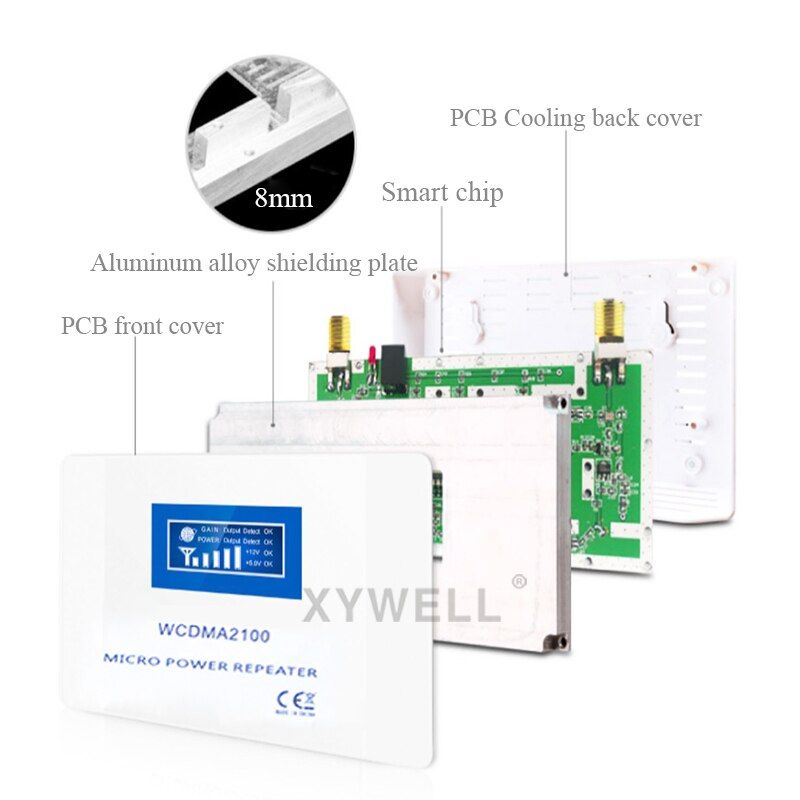 Xywell 70db ganho W-CDMA 2100 mhz 3g impulsionador de sinal móvel 3g 2100 mhz umts repetidor de sinal telefone celular wcdma amplificador 4g antena