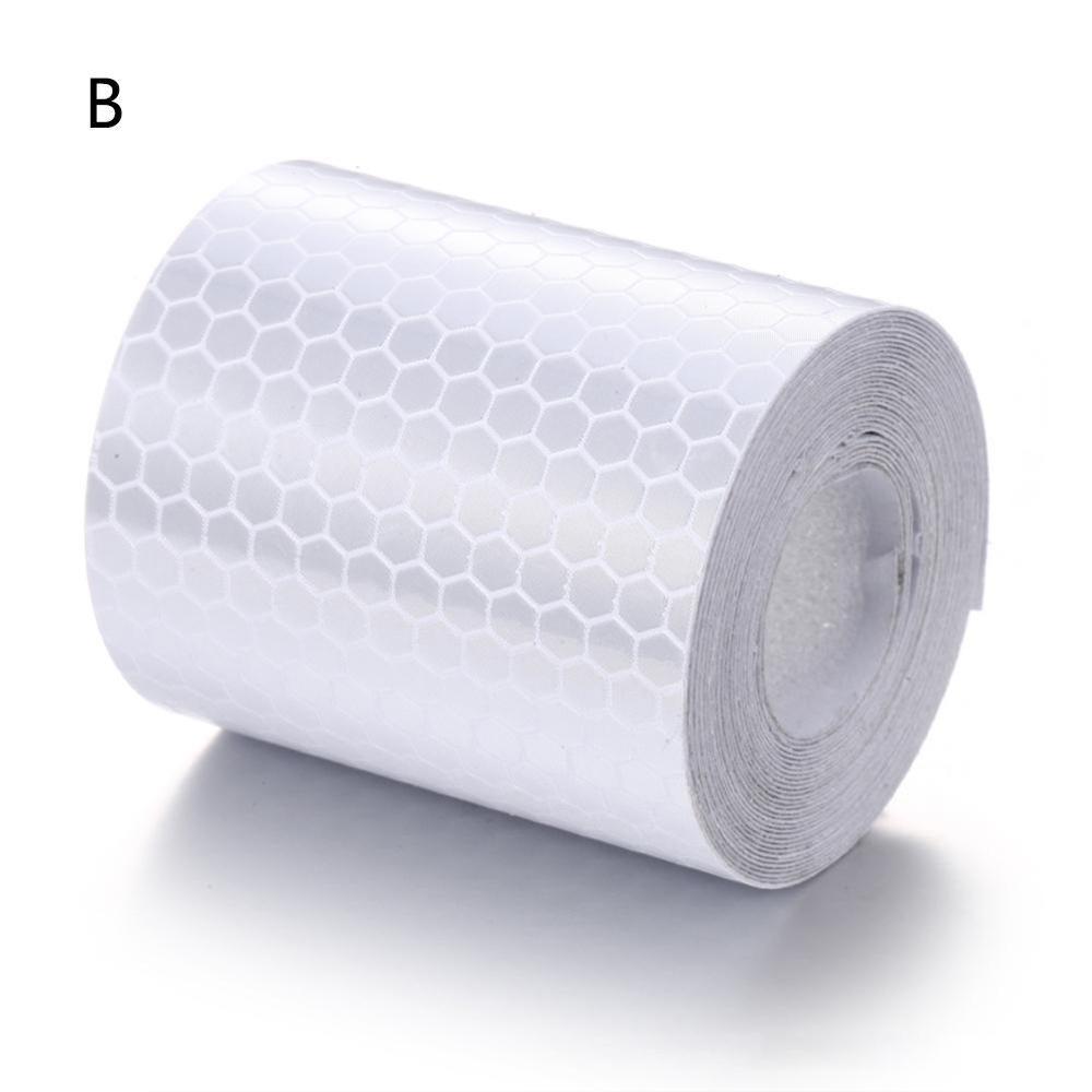 1 unidad cinta de advertencia reflectante de precaución de seguridad cinta autoadhesiva cinta adhesiva 5x100cm 6 colores para decoración de estilo de coche: WHITE