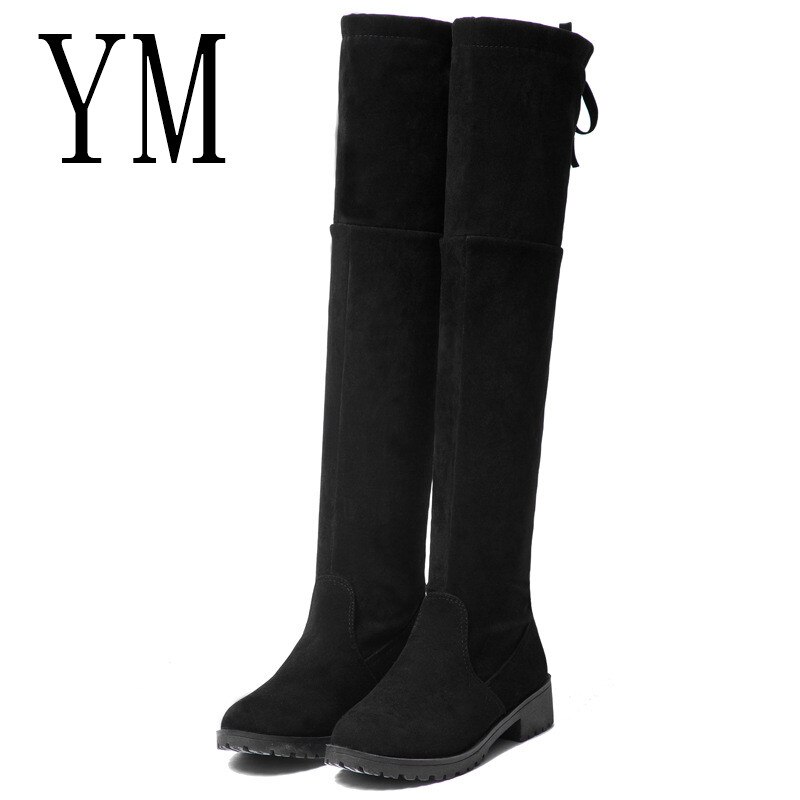 Vrouwen Laarzen Herfst Winter Dames Mode Platte Bodem Laarzen Schoenen Over De Knie Dij Hoge Suede Lange Laarzen 35-40