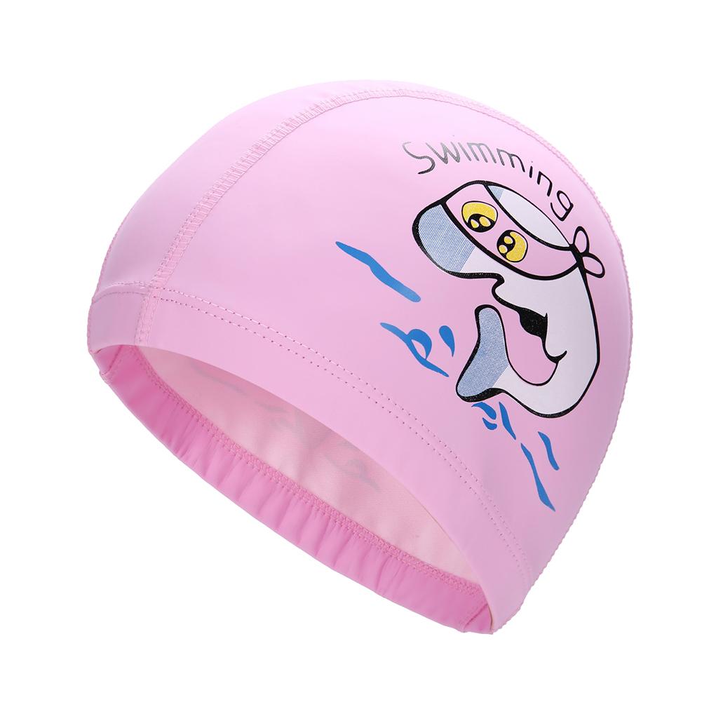 Lovely Cartoon Dolphin Kids Children Waterproof Swimming Cap Ear Protection Hat