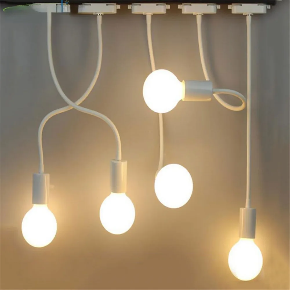Black White LED Track Lighting E27 Adjustable Gooseneck Hose Track Spotlight Fixture for Clothing Store Exhibition Hall